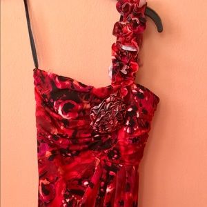Carole Little (Sz 4) one shoulder red dress